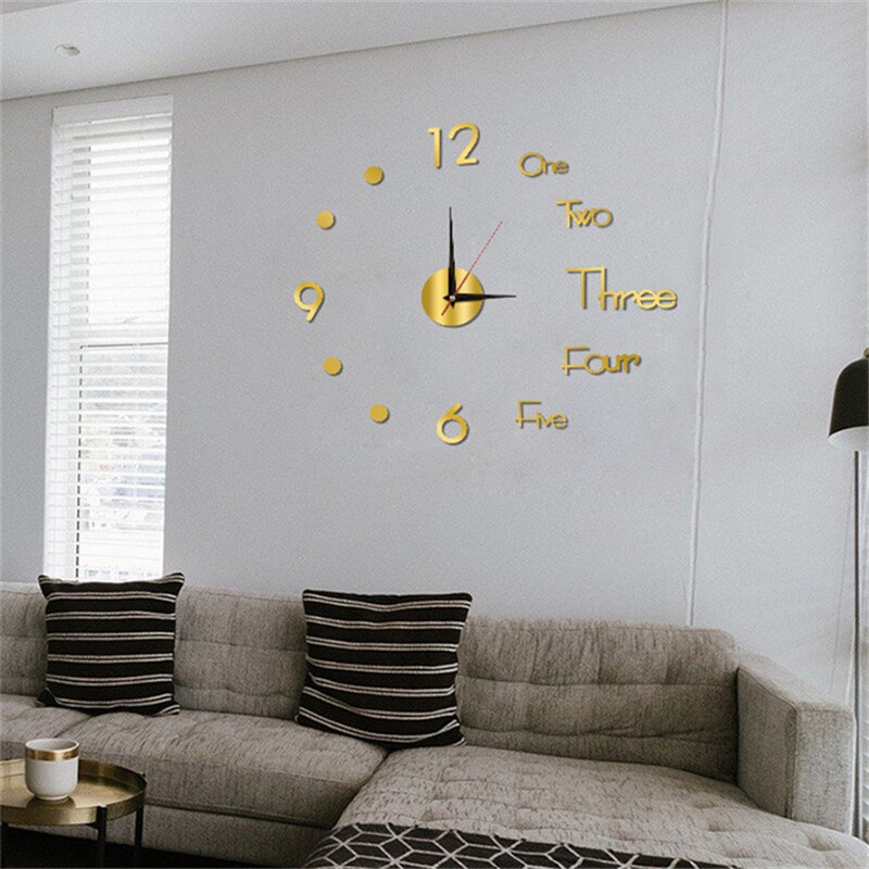 ( GOLDEN COLOR) 3D Aryclic Wall Clock